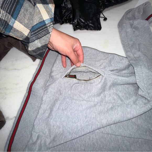 Gucci Gray Zip Up Sweater with Sporty Trim - Picture 4 of 4